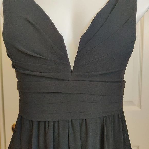 Lulus ruched double V chiffon floor length gown sz M - Picture 5 of 12